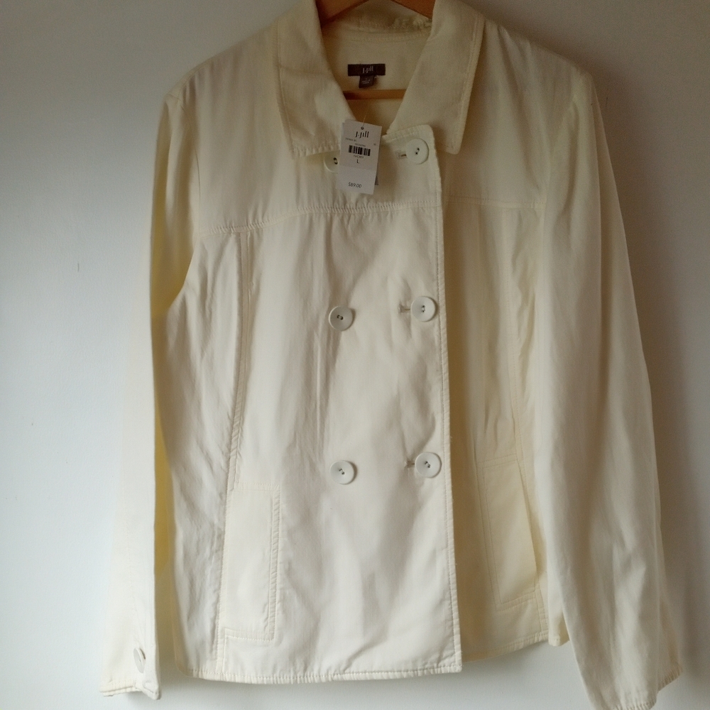NWT J.Jill Large Ivory Button Front Blazer